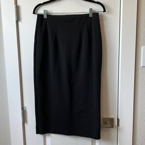 Eileen Fisher Black Ponte Knit Pull On Midi Pencil Skirt Size S